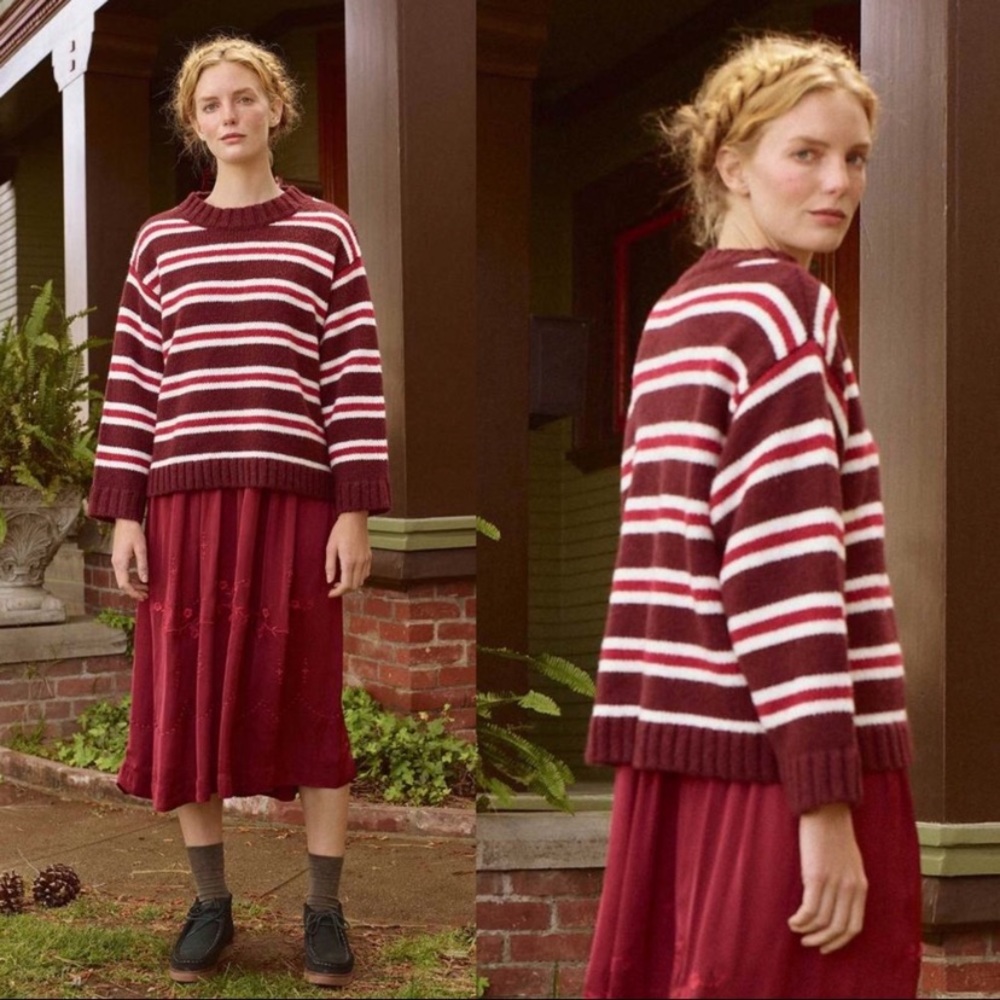The Great. Cozy Crew Winterberry stripe sweater
